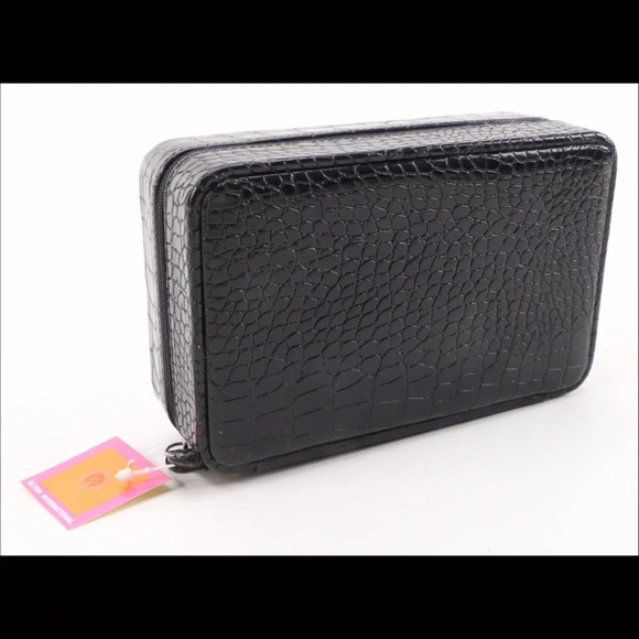 NWT Alten Black Croc Embossed Vinyl Travel Jewelry Case Boxes Set of 3 - Picture 11 of 14
